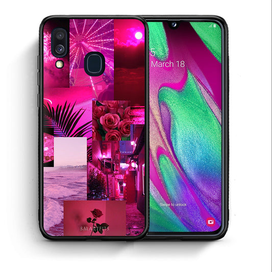 Θήκη Αγίου Βαλεντίνου Samsung A40 Collage Red Roses από τη Smartfits με σχέδιο στο πίσω μέρος και μαύρο περίβλημα | Samsung A40 Collage Red Roses case with colorful back and black bezels