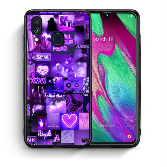 Θήκη Αγίου Βαλεντίνου Samsung A40 Collage Stay Wild από τη Smartfits με σχέδιο στο πίσω μέρος και μαύρο περίβλημα | Samsung A40 Collage Stay Wild case with colorful back and black bezels