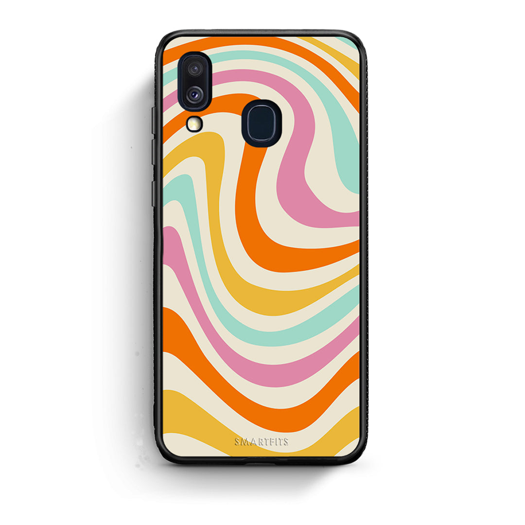 Samsung A40 Colourful Waves θήκη από τη Smartfits με σχέδιο στο πίσω μέρος και μαύρο περίβλημα | Smartphone case with colorful back and black bezels by Smartfits