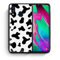 Thumbnail for Θήκη Samsung A40 Cow Print από τη Smartfits με σχέδιο στο πίσω μέρος και μαύρο περίβλημα | Samsung A40 Cow Print case with colorful back and black bezels