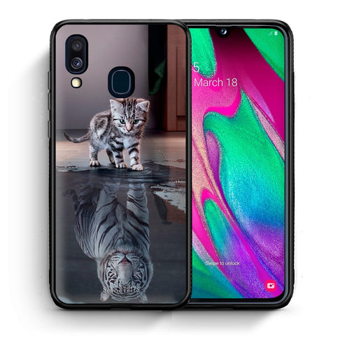 Θήκη Samsung A40 Tiger Cute από τη Smartfits με σχέδιο στο πίσω μέρος και μαύρο περίβλημα | Samsung A40 Tiger Cute case with colorful back and black bezels