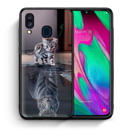Θήκη Samsung A40 Tiger Cute από τη Smartfits με σχέδιο στο πίσω μέρος και μαύρο περίβλημα | Samsung A40 Tiger Cute case with colorful back and black bezels