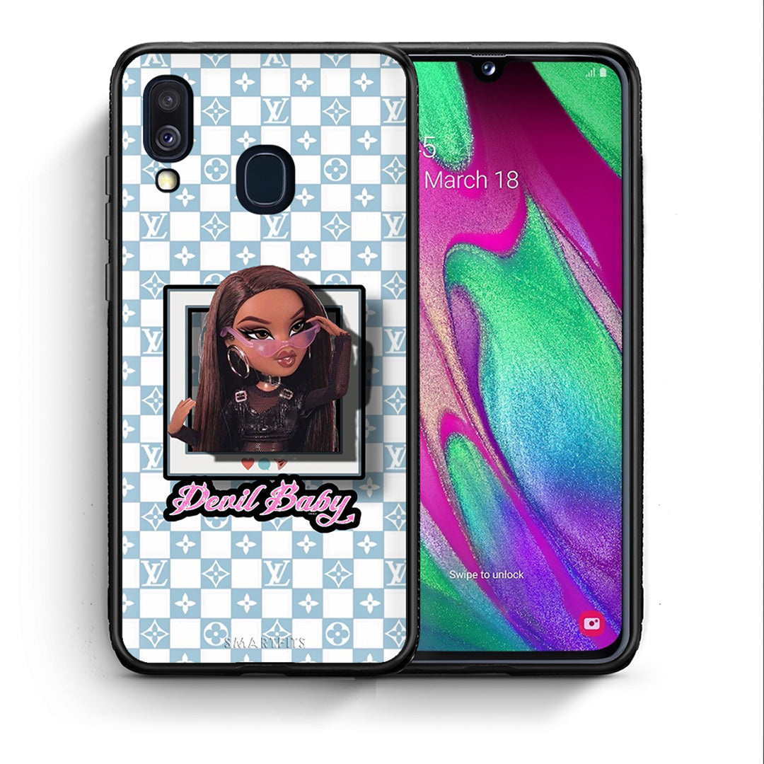 Θήκη Αγίου Βαλεντίνου Samsung A40 Devil Baby από τη Smartfits με σχέδιο στο πίσω μέρος και μαύρο περίβλημα | Samsung A40 Devil Baby case with colorful back and black bezels