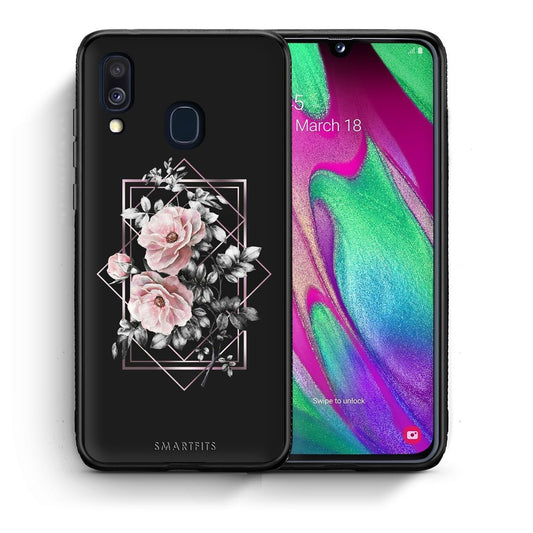 Θήκη Samsung A40 Frame Flower από τη Smartfits με σχέδιο στο πίσω μέρος και μαύρο περίβλημα | Samsung A40 Frame Flower case with colorful back and black bezels