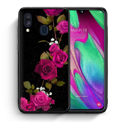 Θήκη Samsung A40 Red Roses Flower από τη Smartfits με σχέδιο στο πίσω μέρος και μαύρο περίβλημα | Samsung A40 Red Roses Flower case with colorful back and black bezels