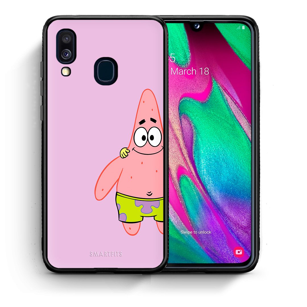 Θήκη Samsung A40  Friends Patrick από τη Smartfits με σχέδιο στο πίσω μέρος και μαύρο περίβλημα | Samsung A40  Friends Patrick case with colorful back and black bezels