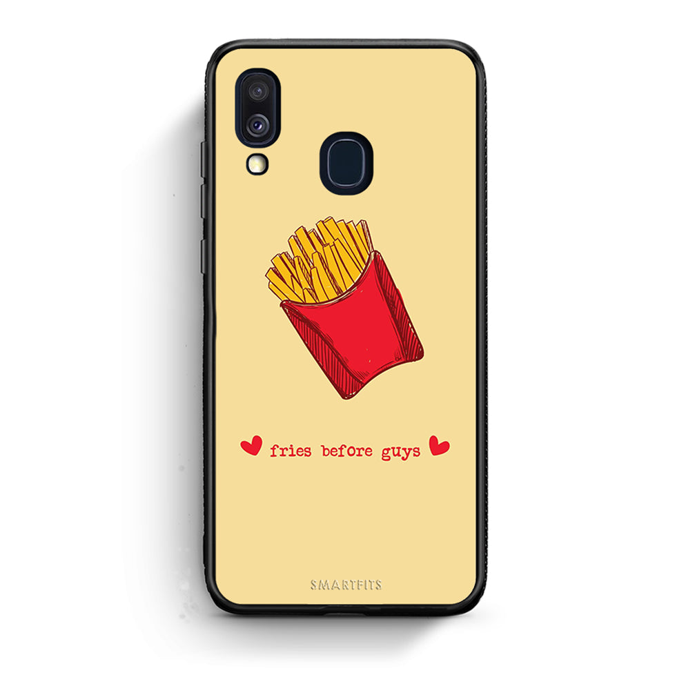 Samsung A40 Fries Before Guys Θήκη Αγίου Βαλεντίνου από τη Smartfits με σχέδιο στο πίσω μέρος και μαύρο περίβλημα | Smartphone case with colorful back and black bezels by Smartfits