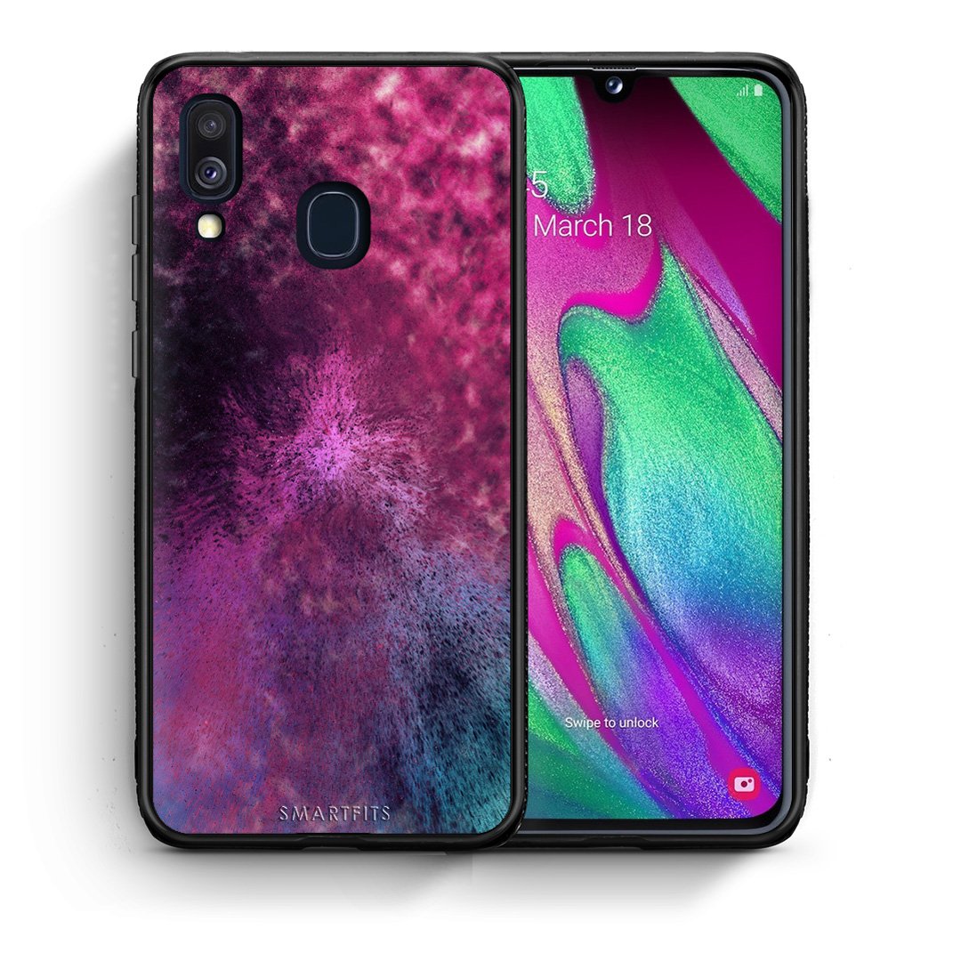 Θήκη Samsung A40 Aurora Galaxy από τη Smartfits με σχέδιο στο πίσω μέρος και μαύρο περίβλημα | Samsung A40 Aurora Galaxy case with colorful back and black bezels
