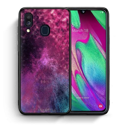 Θήκη Samsung A40 Aurora Galaxy από τη Smartfits με σχέδιο στο πίσω μέρος και μαύρο περίβλημα | Samsung A40 Aurora Galaxy case with colorful back and black bezels