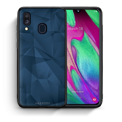 Θήκη Samsung A40 Blue Abstract Geometric από τη Smartfits με σχέδιο στο πίσω μέρος και μαύρο περίβλημα | Samsung A40 Blue Abstract Geometric case with colorful back and black bezels