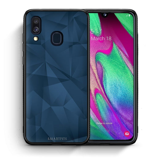 Θήκη Samsung A40 Blue Abstract Geometric από τη Smartfits με σχέδιο στο πίσω μέρος και μαύρο περίβλημα | Samsung A40 Blue Abstract Geometric case with colorful back and black bezels