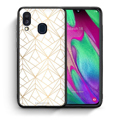 Θήκη Samsung A40 Luxury White Geometric από τη Smartfits με σχέδιο στο πίσω μέρος και μαύρο περίβλημα | Samsung A40 Luxury White Geometric case with colorful back and black bezels