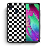 Thumbnail for Θήκη Samsung A40 Squares Geometric από τη Smartfits με σχέδιο στο πίσω μέρος και μαύρο περίβλημα | Samsung A40 Squares Geometric case with colorful back and black bezels