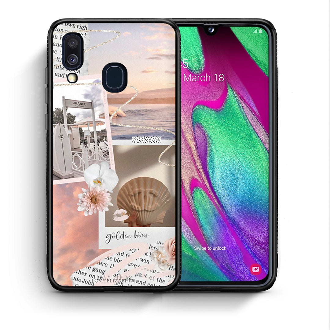 Θήκη Αγίου Βαλεντίνου Samsung A40 Golden Hour από τη Smartfits με σχέδιο στο πίσω μέρος και μαύρο περίβλημα | Samsung A40 Golden Hour case with colorful back and black bezels