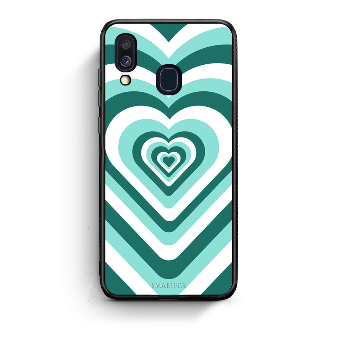 Samsung A40 Green Hearts θήκη από τη Smartfits με σχέδιο στο πίσω μέρος και μαύρο περίβλημα | Smartphone case with colorful back and black bezels by Smartfits