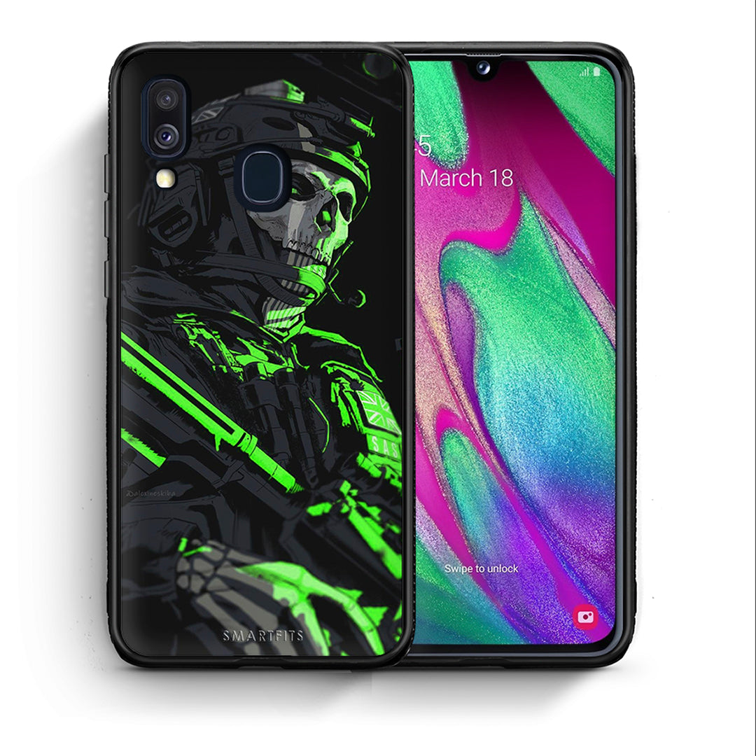 Θήκη Αγίου Βαλεντίνου Samsung A40 Green Soldier από τη Smartfits με σχέδιο στο πίσω μέρος και μαύρο περίβλημα | Samsung A40 Green Soldier case with colorful back and black bezels