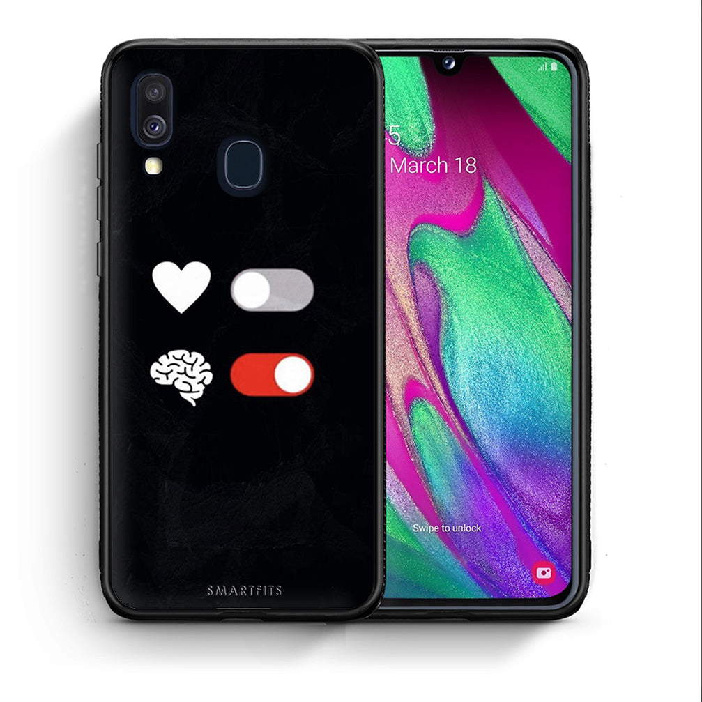 Θήκη Αγίου Βαλεντίνου Samsung A40 Heart Vs Brain από τη Smartfits με σχέδιο στο πίσω μέρος και μαύρο περίβλημα | Samsung A40 Heart Vs Brain case with colorful back and black bezels