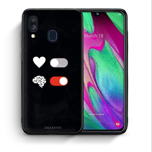 Θήκη Αγίου Βαλεντίνου Samsung A40 Heart Vs Brain από τη Smartfits με σχέδιο στο πίσω μέρος και μαύρο περίβλημα | Samsung A40 Heart Vs Brain case with colorful back and black bezels