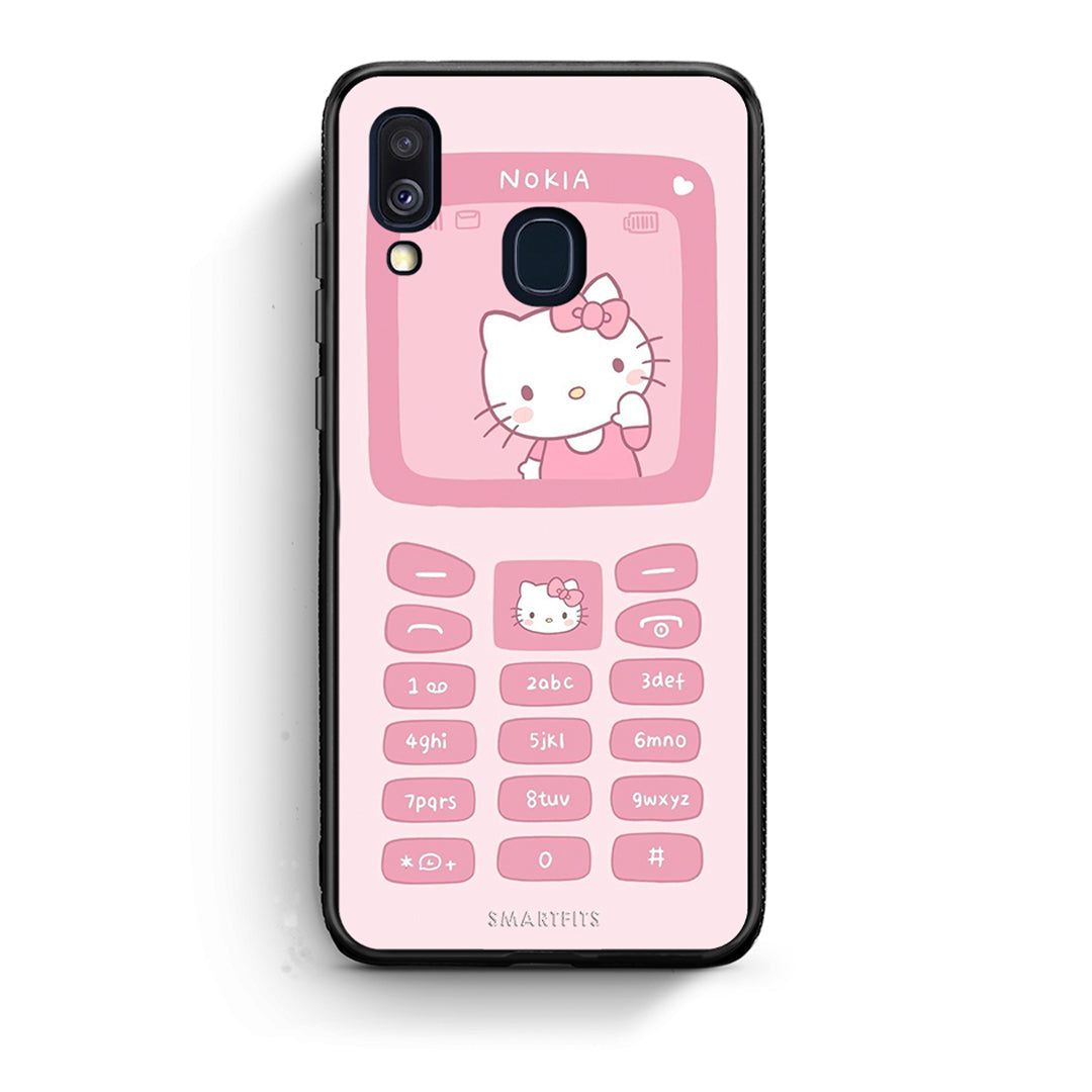 Samsung A40 Hello Kitten Θήκη Αγίου Βαλεντίνου από τη Smartfits με σχέδιο στο πίσω μέρος και μαύρο περίβλημα | Smartphone case with colorful back and black bezels by Smartfits