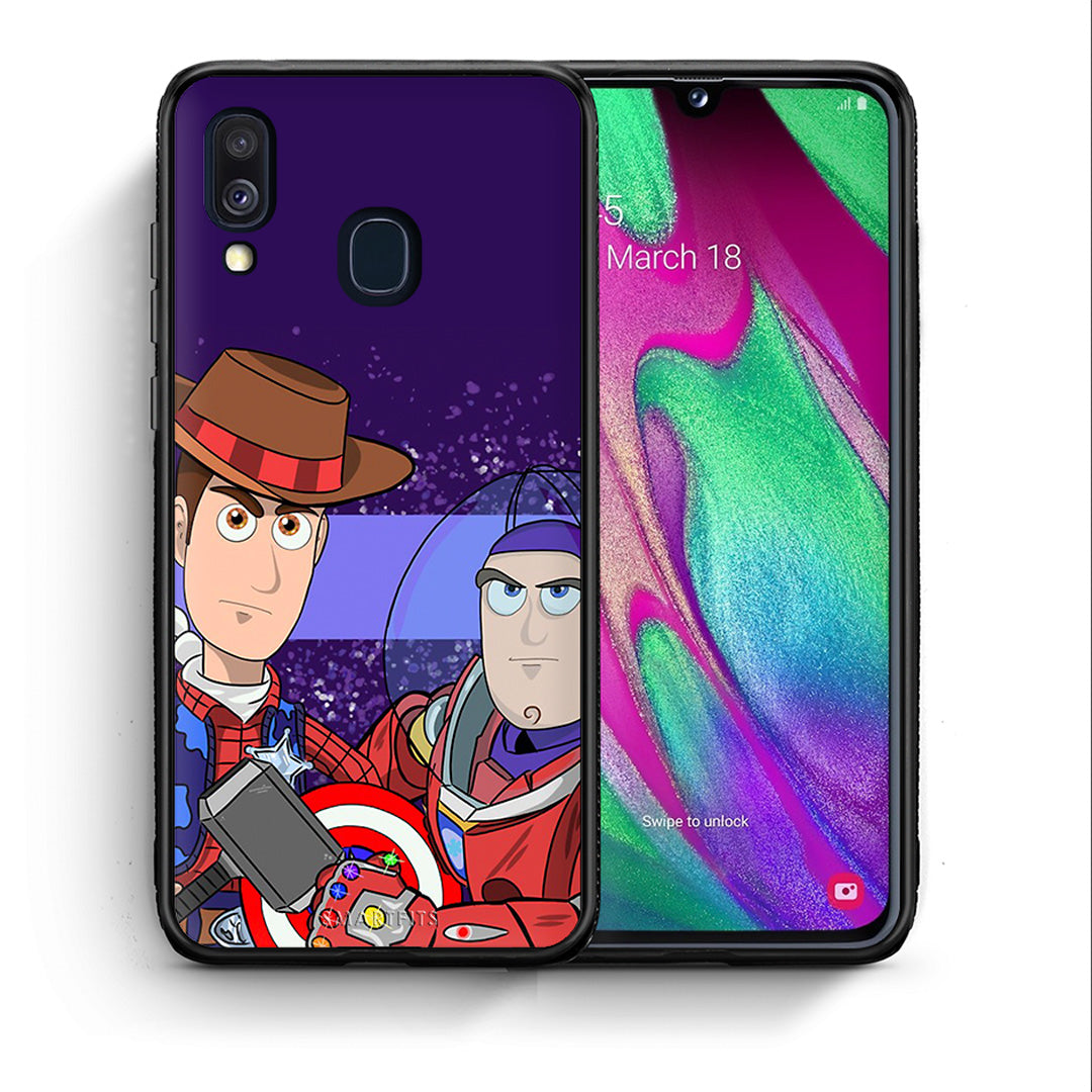 Θήκη Samsung A40 Infinity Story από τη Smartfits με σχέδιο στο πίσω μέρος και μαύρο περίβλημα | Samsung A40 Infinity Story case with colorful back and black bezels