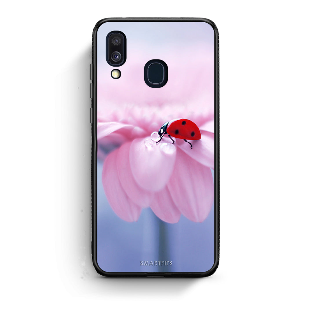 Samsung A40 Ladybug Flower θήκη από τη Smartfits με σχέδιο στο πίσω μέρος και μαύρο περίβλημα | Smartphone case with colorful back and black bezels by Smartfits