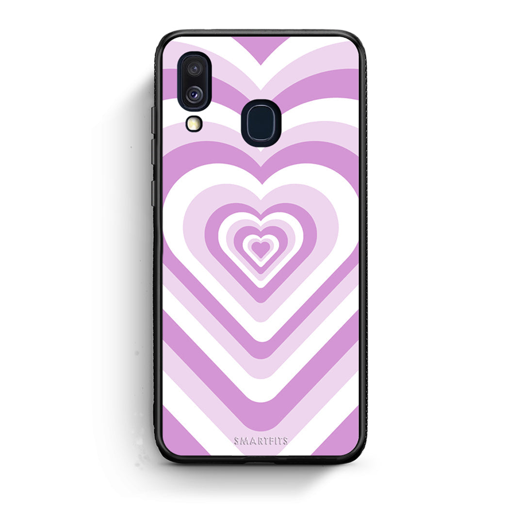 Samsung A40 Lilac Hearts θήκη από τη Smartfits με σχέδιο στο πίσω μέρος και μαύρο περίβλημα | Smartphone case with colorful back and black bezels by Smartfits