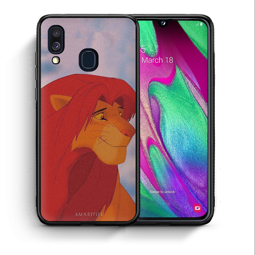 Θήκη Αγίου Βαλεντίνου Samsung A40 Lion Love 1 από τη Smartfits με σχέδιο στο πίσω μέρος και μαύρο περίβλημα | Samsung A40 Lion Love 1 case with colorful back and black bezels