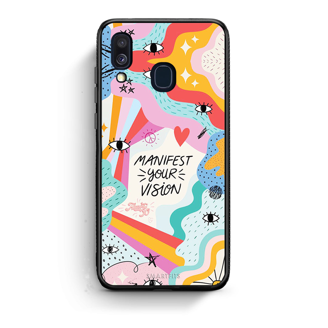 Samsung A40 Manifest Your Vision θήκη από τη Smartfits με σχέδιο στο πίσω μέρος και μαύρο περίβλημα | Smartphone case with colorful back and black bezels by Smartfits
