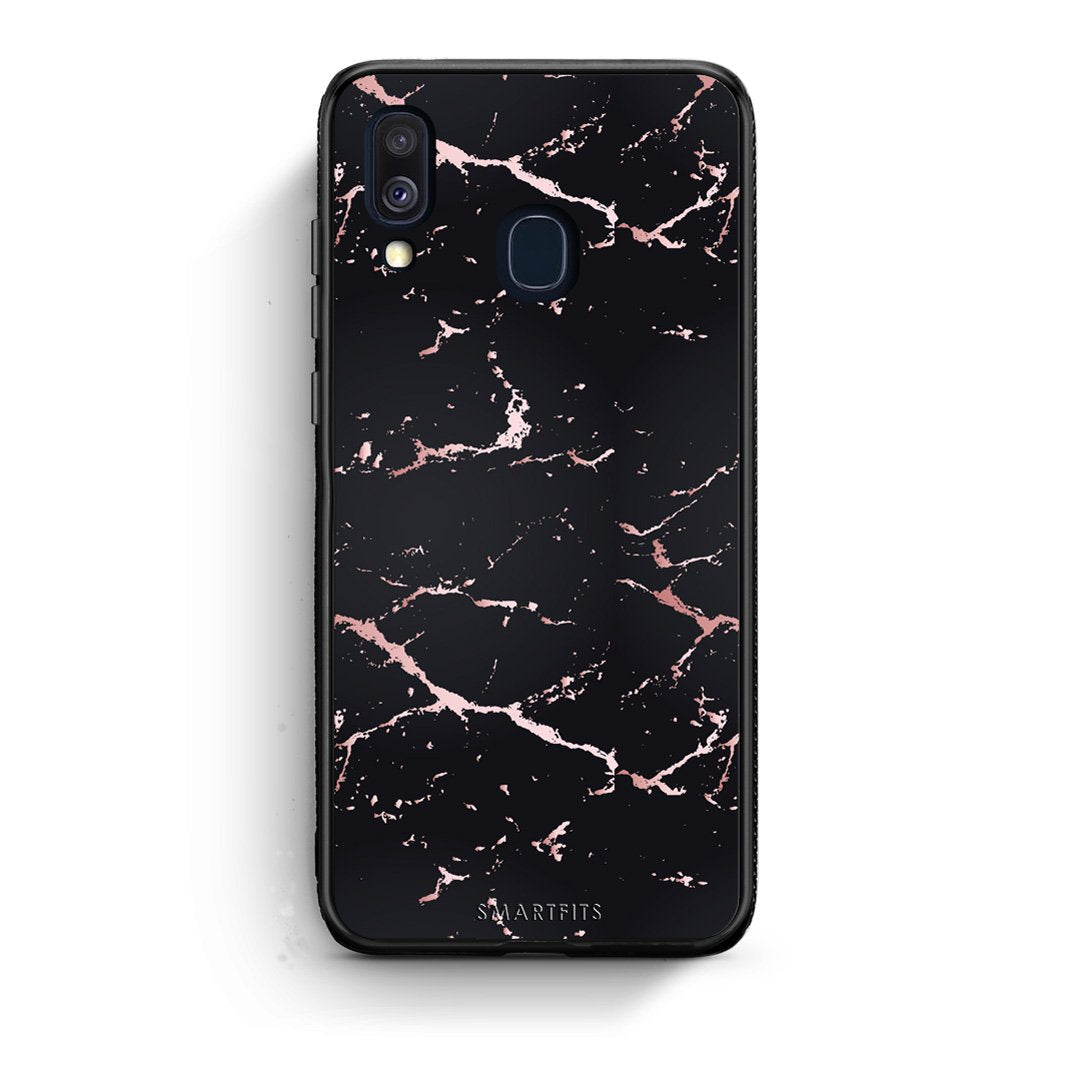 4 - Samsung A40  Black Rosegold Marble case, cover, bumper