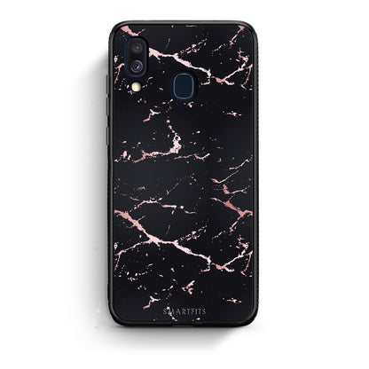 4 - Samsung A40  Black Rosegold Marble case, cover, bumper