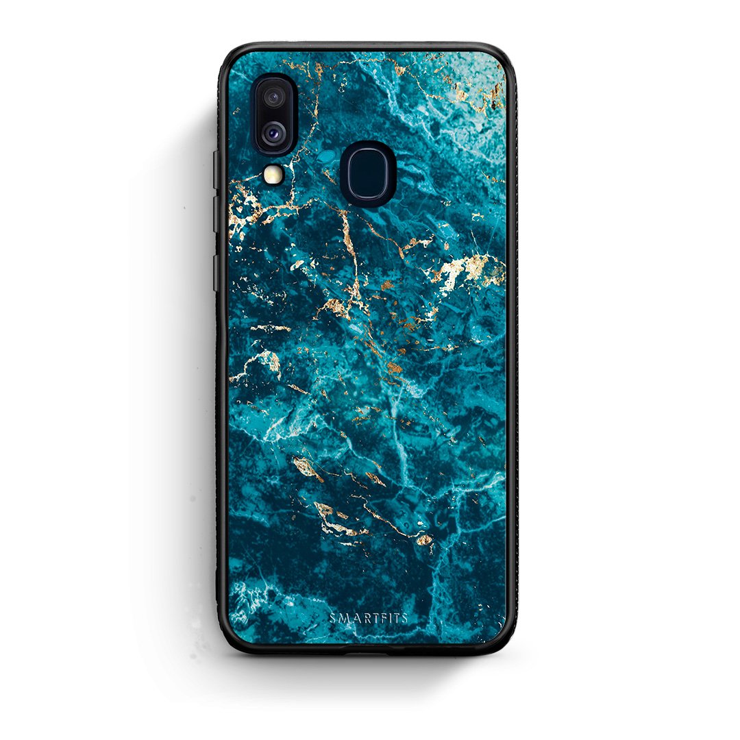 Samsung A40 Marble Blue θήκη από τη Smartfits με σχέδιο στο πίσω μέρος και μαύρο περίβλημα | Smartphone case with colorful back and black bezels by Smartfits