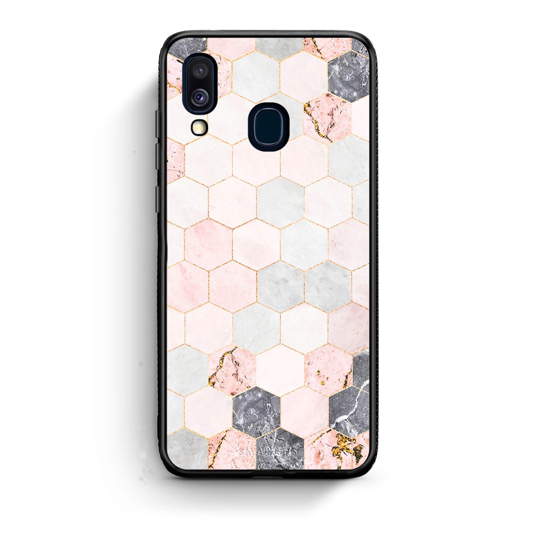 4 - Samsung A40 Hexagon Pink Marble case, cover, bumper