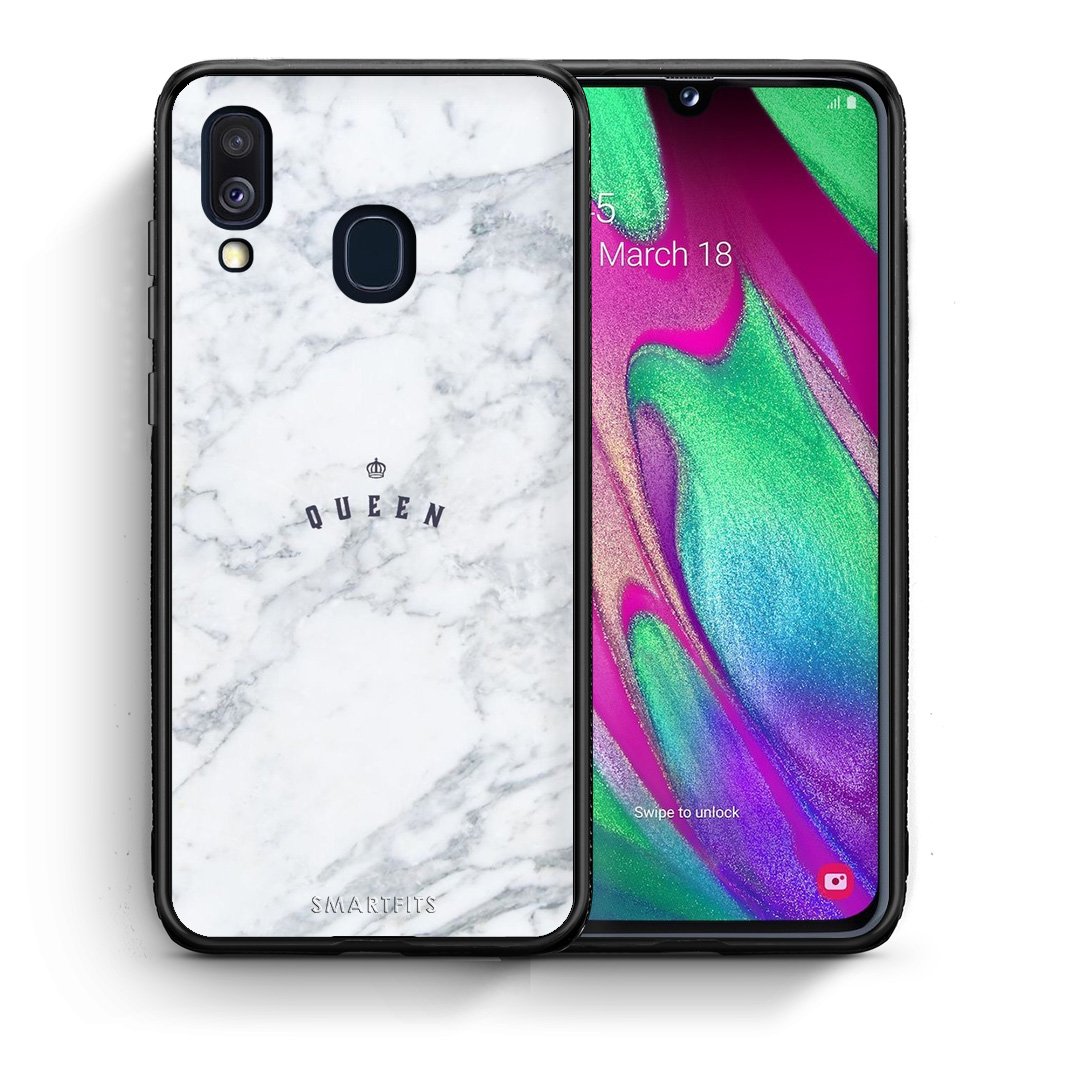 Θήκη Samsung A40 Queen Marble από τη Smartfits με σχέδιο στο πίσω μέρος και μαύρο περίβλημα | Samsung A40 Queen Marble case with colorful back and black bezels