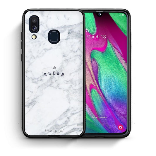 Θήκη Samsung A40 Queen Marble από τη Smartfits με σχέδιο στο πίσω μέρος και μαύρο περίβλημα | Samsung A40 Queen Marble case with colorful back and black bezels