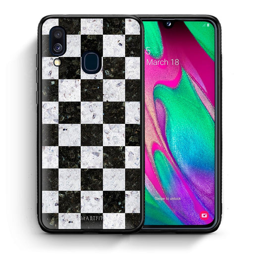 Θήκη Samsung A40 Square Geometric Marble από τη Smartfits με σχέδιο στο πίσω μέρος και μαύρο περίβλημα | Samsung A40 Square Geometric Marble case with colorful back and black bezels