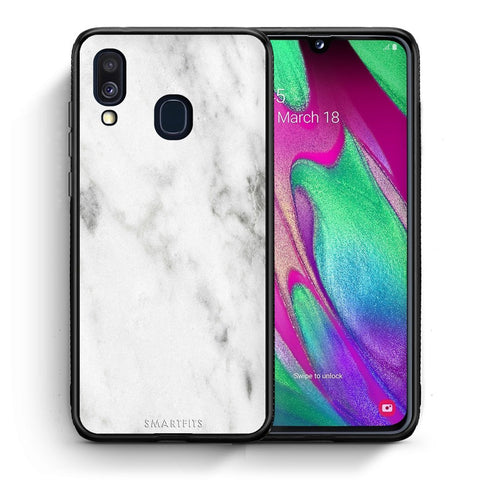 Θήκη Samsung A40 White Marble από τη Smartfits με σχέδιο στο πίσω μέρος και μαύρο περίβλημα | Samsung A40 White Marble case with colorful back and black bezels