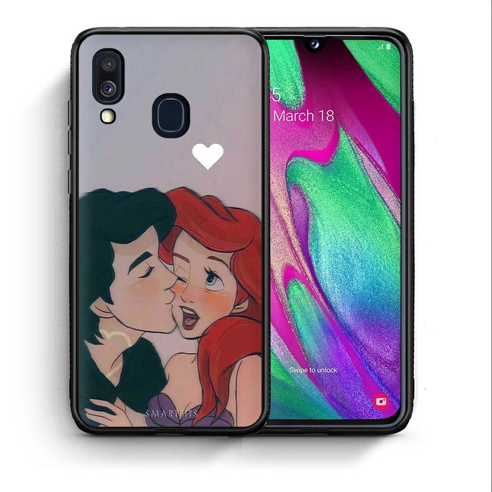 Θήκη Αγίου Βαλεντίνου Samsung A40 Mermaid Love από τη Smartfits με σχέδιο στο πίσω μέρος και μαύρο περίβλημα | Samsung A40 Mermaid Love case with colorful back and black bezels