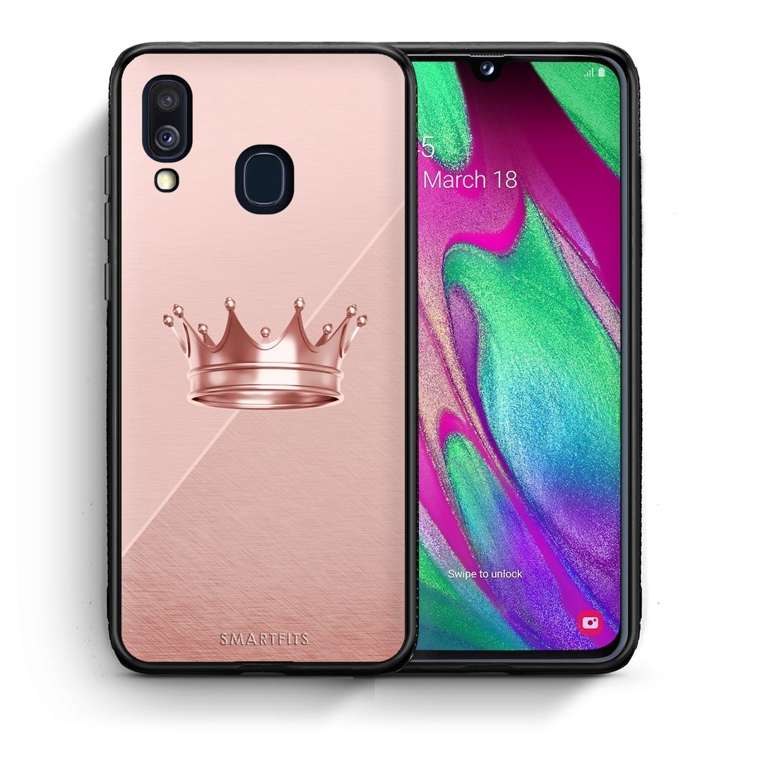 Θήκη Samsung A40 Crown Minimal από τη Smartfits με σχέδιο στο πίσω μέρος και μαύρο περίβλημα | Samsung A40 Crown Minimal case with colorful back and black bezels