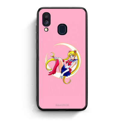 Samsung A40 Moon Girl θήκη από τη Smartfits με σχέδιο στο πίσω μέρος και μαύρο περίβλημα | Smartphone case with colorful back and black bezels by Smartfits