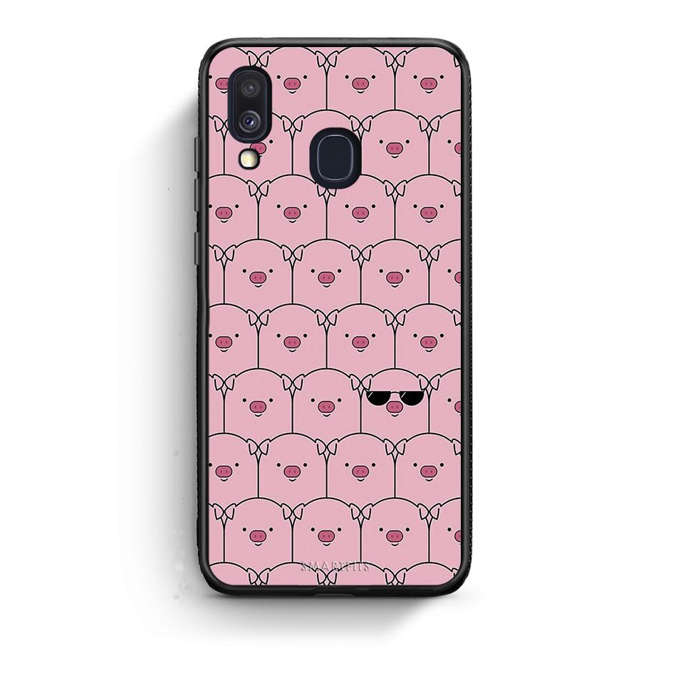 Samsung A40 Pig Glasses θήκη από τη Smartfits με σχέδιο στο πίσω μέρος και μαύρο περίβλημα | Smartphone case with colorful back and black bezels by Smartfits