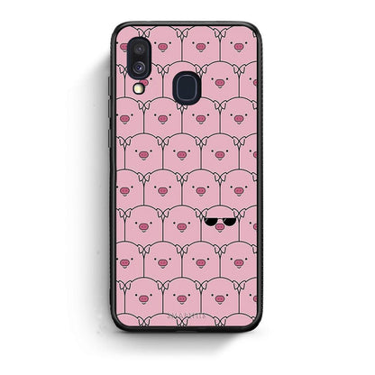 Samsung A40 Pig Glasses θήκη από τη Smartfits με σχέδιο στο πίσω μέρος και μαύρο περίβλημα | Smartphone case with colorful back and black bezels by Smartfits