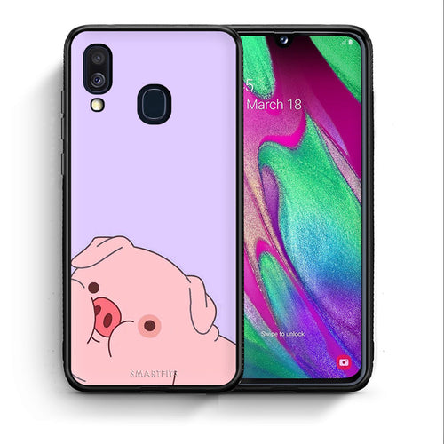 Θήκη Αγίου Βαλεντίνου Samsung A40 Pig Love 2 από τη Smartfits με σχέδιο στο πίσω μέρος και μαύρο περίβλημα | Samsung A40 Pig Love 2 case with colorful back and black bezels