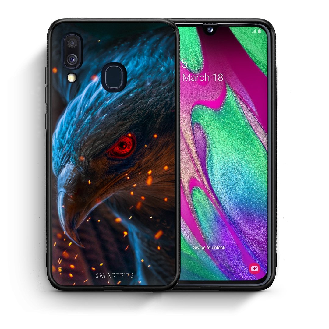 Θήκη Samsung A40 Eagle PopArt από τη Smartfits με σχέδιο στο πίσω μέρος και μαύρο περίβλημα | Samsung A40 Eagle PopArt case with colorful back and black bezels