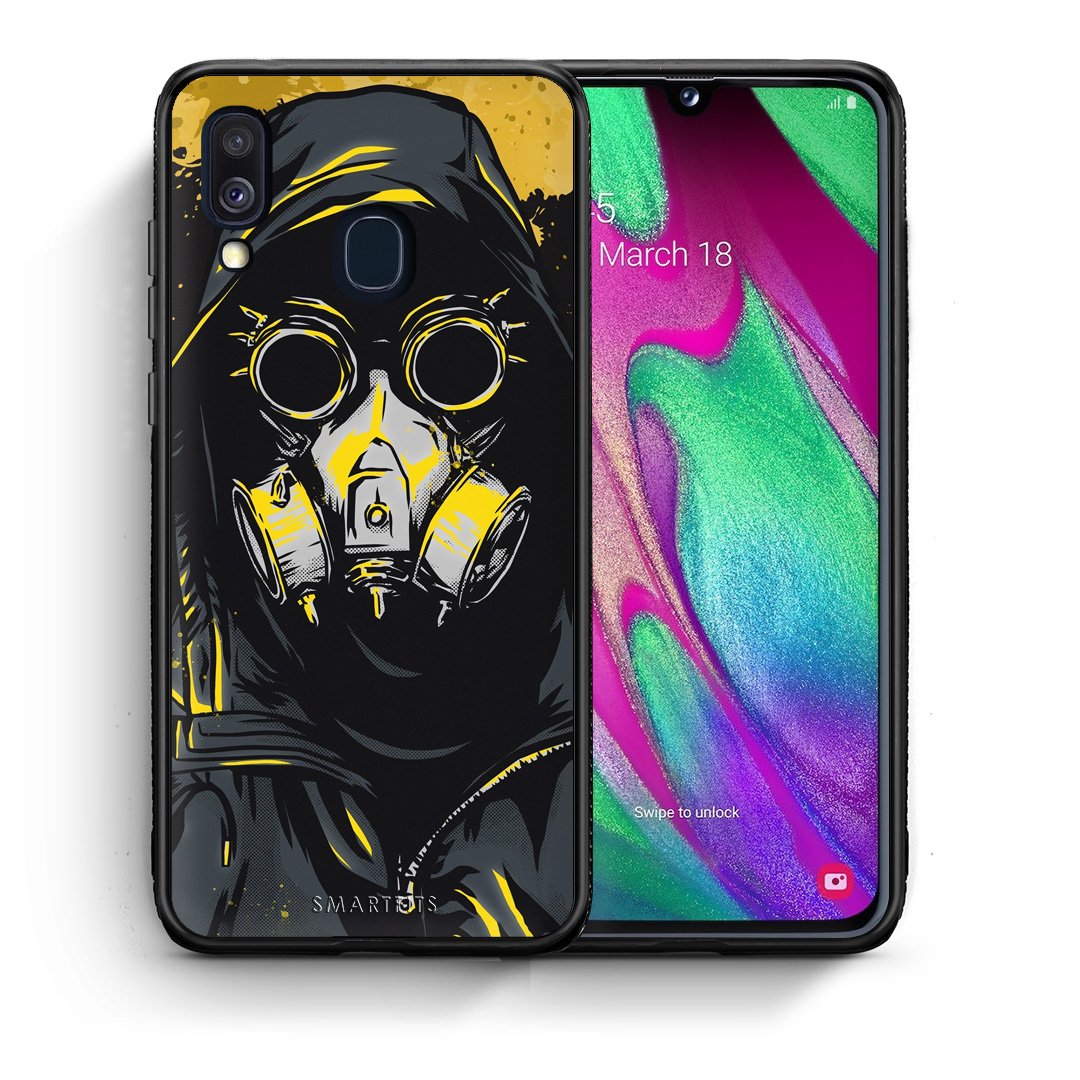 Θήκη Samsung A40 Mask PopArt από τη Smartfits με σχέδιο στο πίσω μέρος και μαύρο περίβλημα | Samsung A40 Mask PopArt case with colorful back and black bezels