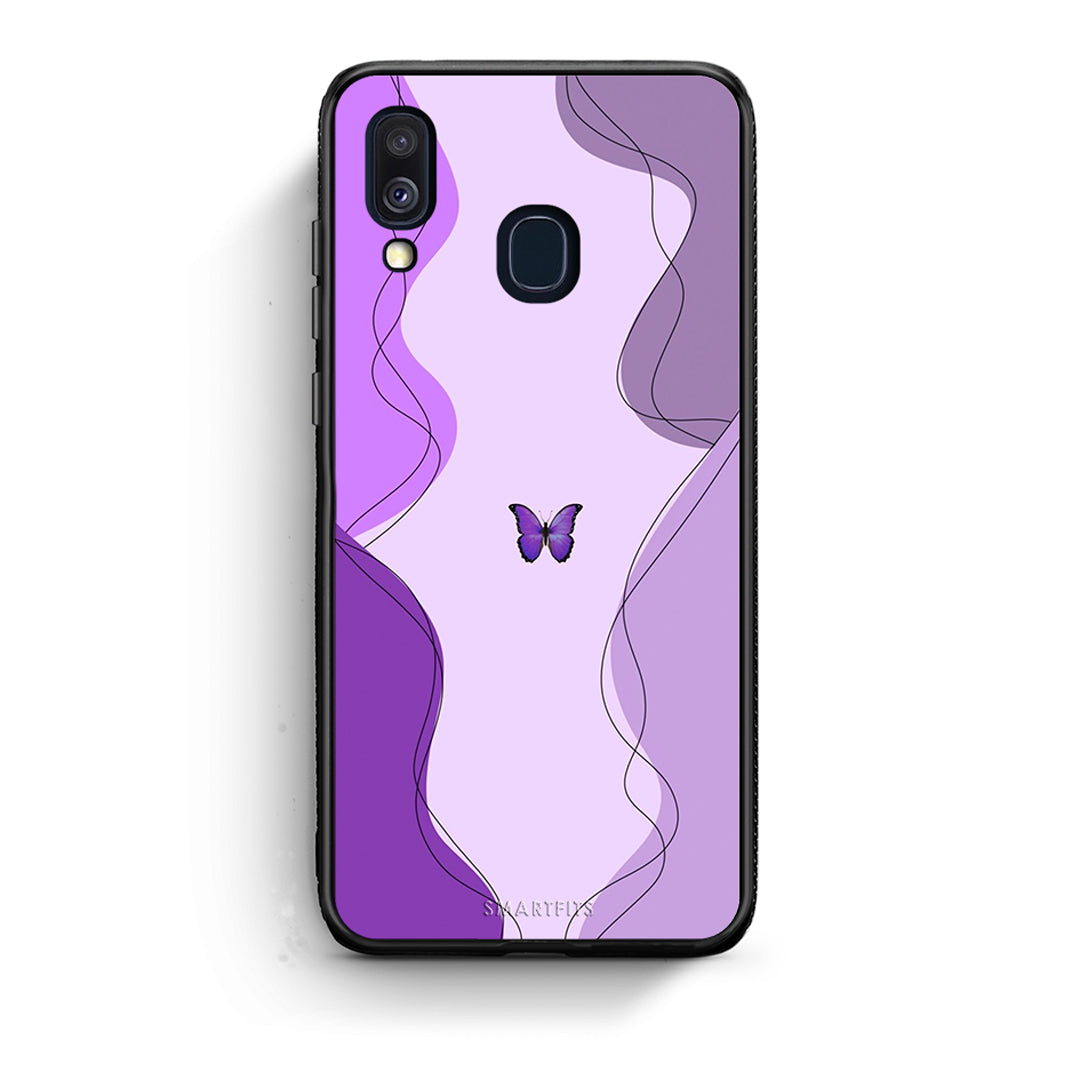Samsung A40 Purple Mariposa Θήκη Αγίου Βαλεντίνου από τη Smartfits με σχέδιο στο πίσω μέρος και μαύρο περίβλημα | Smartphone case with colorful back and black bezels by Smartfits