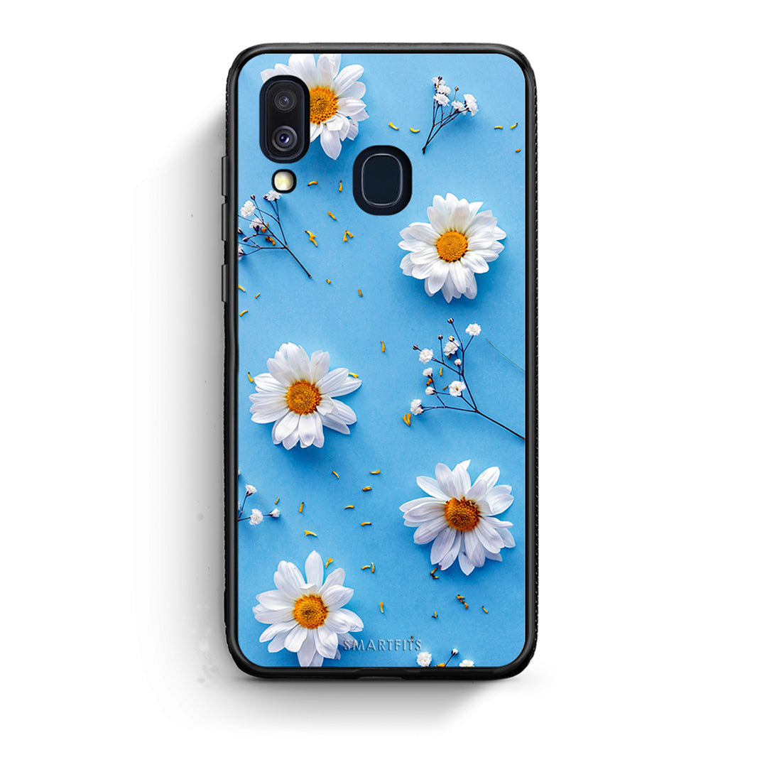 Samsung A40 Real Daisies θήκη από τη Smartfits με σχέδιο στο πίσω μέρος και μαύρο περίβλημα | Smartphone case with colorful back and black bezels by Smartfits