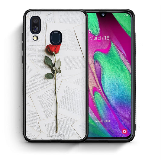 Θήκη Samsung A40 Red Rose από τη Smartfits με σχέδιο στο πίσω μέρος και μαύρο περίβλημα | Samsung A40 Red Rose case with colorful back and black bezels