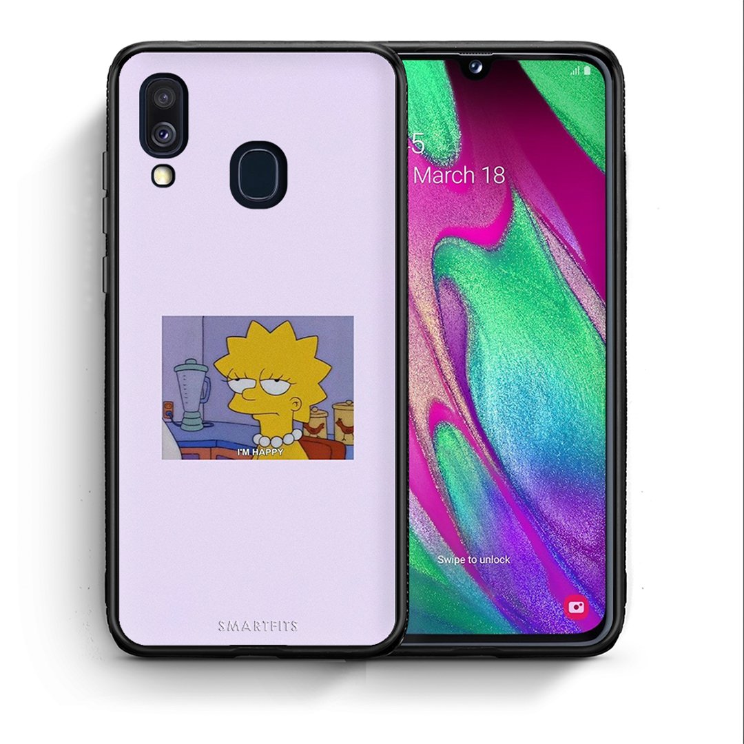 Θήκη Samsung A40 So Happy από τη Smartfits με σχέδιο στο πίσω μέρος και μαύρο περίβλημα | Samsung A40 So Happy case with colorful back and black bezels