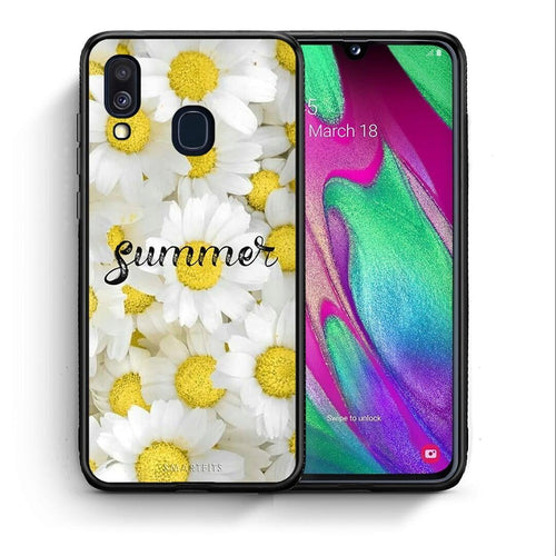 Θήκη Samsung A40 Summer Daisies από τη Smartfits με σχέδιο στο πίσω μέρος και μαύρο περίβλημα | Samsung A40 Summer Daisies case with colorful back and black bezels