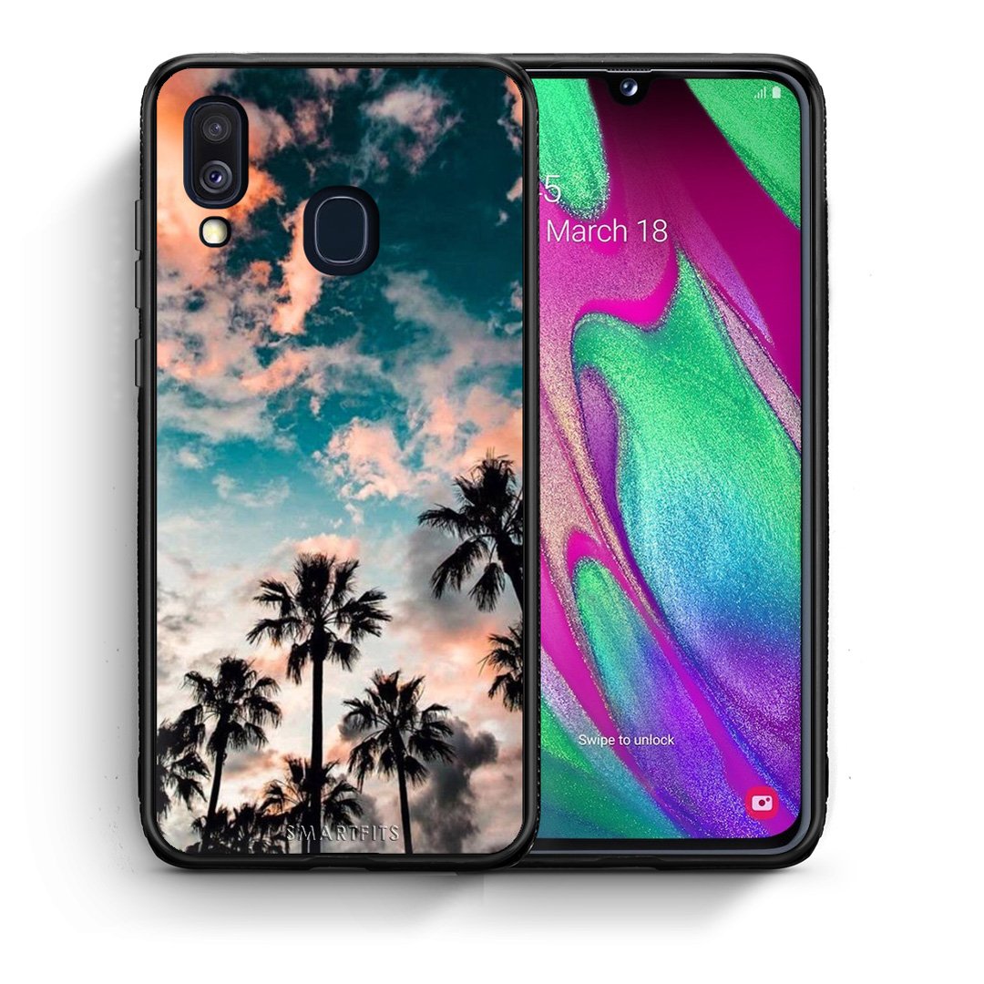 Θήκη Samsung A40 Sky Summer από τη Smartfits με σχέδιο στο πίσω μέρος και μαύρο περίβλημα | Samsung A40 Sky Summer case with colorful back and black bezels